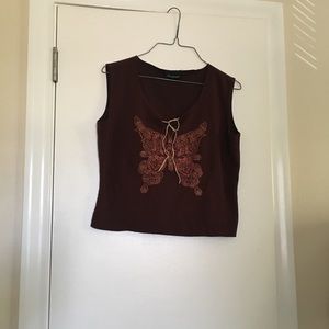 No Boundaries Top. Brown color.